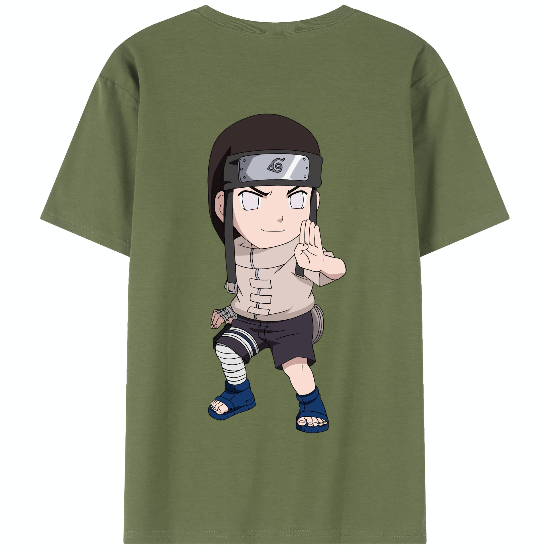 （画像用） NARUTO -ナルト- 日向ネジ Hyūga Neji 綿100％半袖Tシャツ（背面プリント）